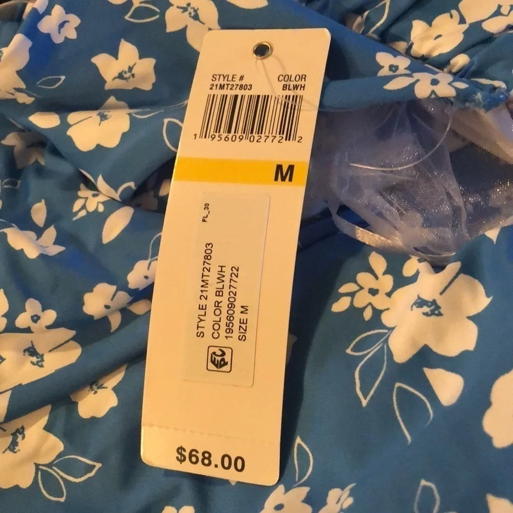 Anne Cole Women's Front Bandeau Tankini Swimsuit Top Blue Size Medium